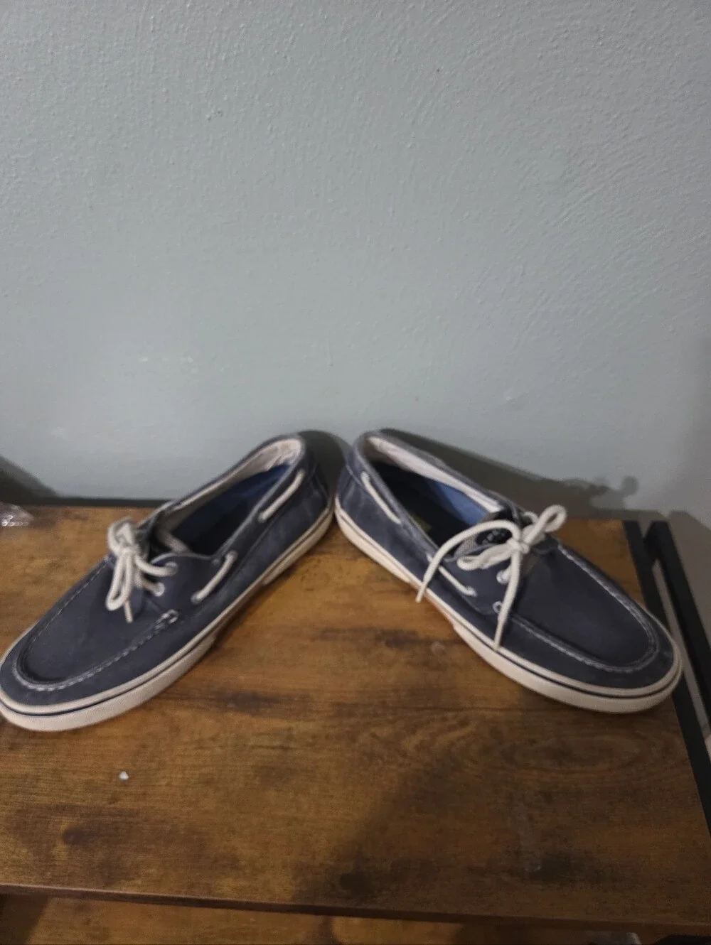 Sperry Navy Canvas Boat Shoes with 2-eye closure.  9.5M